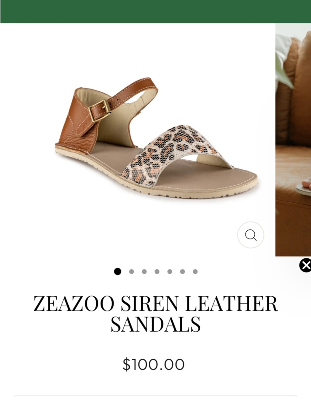 Leather Sandals - Tan with Leopard Print